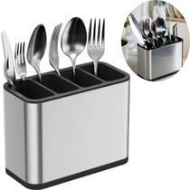 Porta Talheres Escorredor Em Aço Inox Com 4 Compartimentos Porta Talheres Escorredor Em Aço Inox Com 4 Compartimentos