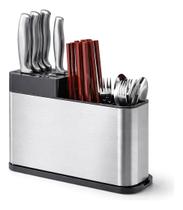 Porta Talheres Escorredor em Aço Inox, com Bloco para 4 Facas, Organizador de Cozinha Porta Talheres Escorredor em Aço Inox, com Bloco para 4 Facas, Organizador de Cozinha