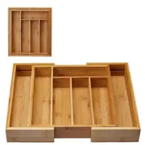 Porta Talheres Gaveta Bambu 7 Divisoria Extensivel Ajustavel