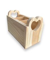 Porta Talheres organizador madeira pinus linha prime porta objetos alça coração