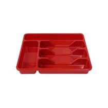 Porta talheres para gaveta com 5 divisórias vermelho Micromax