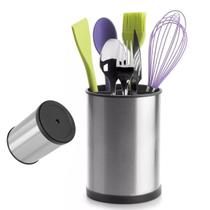Porta Talheres Utensilios Giratorio Escorredor Inox Base Gira Suporte Mesa Pia Cozinha Bancada Multiuso Resistente Organizaçao