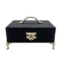 Porta Tarô Baralho Espiritual Artesanal Preto com Alça Prata Porta Tarô Baralho Espiritual Artesanal Preto com Alça Prata