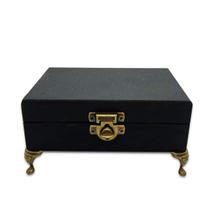 Porta Tarô Baralho Espiritual Artesanal Preto com Fecho