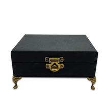 Porta Tarô Baralho Espiritual Artesanal Preto com Fecho Porta Tarô Baralho Espiritual Artesanal Preto com Fecho