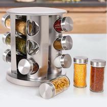 Porta Tempero 12 Potes Em Inox Para Cozinha Multiuso