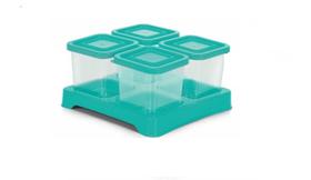 Porta Tempero 4 Potinhos Condimento Quadrado Transparente - 200 ml