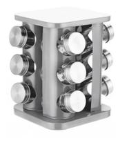 Porta Tempero Base Giratório Inox 12 Potes Porta Tempero Base Giratório Inox 12 Potes