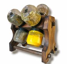 Porta Tempero com 8 Potes 240ml Condimentos Naturais Cartela Adesiva Porta Tempero com 8 Potes 240ml Condimentos Naturais Cartela Adesiva