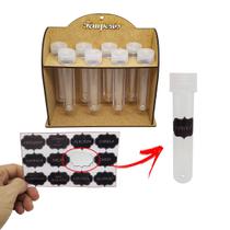 Porta Tempero Com 8 Tubetes e Brinde Mdf Madeira