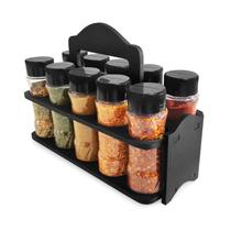 Porta Tempero com Alça + 10 Potes de Plástico para Tempero 130ml + Etiquetas