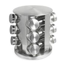 Porta Tempero Condimento Aço Inox Giratório 12 Potes Porta Tempero Condimento Aço Inox Giratório 12 Potes