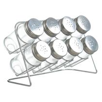 Porta Tempero Condimento Com Suporte Metal 8 Potes Gourmet