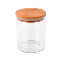 Porta Tempero Condimento Grãos 550ml Pote Vidro Borossilicato Com Tampa De Bambu Organizador Multiuso Para Cozinha Bancada Armário