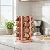 Porta Tempero Condimento Inox Giratório 16 Potes De Vidro - Importado Porta Tempero Condimento Inox Giratório 16 Potes De Vidro - Importado