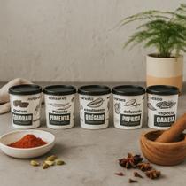 Porta tempero condimento kit 5 potes plastico 200ml black branco multiuso organizador frescos