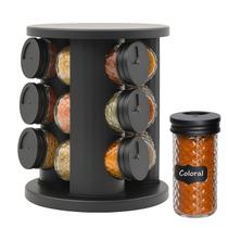 Porta Tempero Condimentos Com 9 Potes Vidro Base Giratória Porta Tempero Condimentos Com 9 Potes Vidro Base Giratória