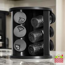 Porta Tempero Condimentos Giratório 360 Organizador Temperos Moderno 12 Potes e 6 Potes Vidro