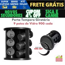 Porta Tempero Condimentos Giratório com 9 potes de Vidro 90G cada