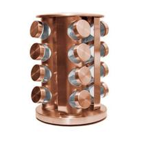 Porta Tempero Condimentos Rose Gold com 16 Potes De Vidro - Topchef