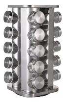 Porta Tempero Condimentos Suporte Gira Inox 20 Recipiente