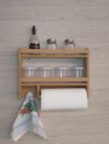 Porta tempero cozinha condimentos parede organizador papel toalha