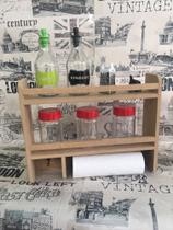 Porta tempero cozinha condimentos parede organizador papel toalha - RV ateliê da madeira
