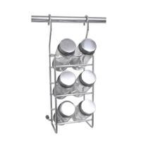 Porta tempero cromado com 06 potes de vidro 4561 Jomer