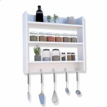 Porta Tempero De Parede Condimentos Cor Branco 3 Prateleiras