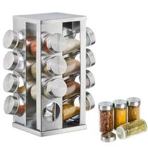 Porta Tempero e Condimento Inox 16 Potes + Suporte Giratório Porta Tempero e Condimento Inox 16 Potes + Suporte Giratório