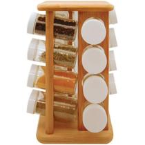 Porta Tempero e Condimento Vertical em Bambu com Base Giratória Cozinha 17 Peças - OU