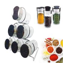 Porta Tempero e Condimentos De Luxo com Suporte em Metal Cromado 06 Potes em Vidro de 120ML e Tampa Dosadora - Wincy Porta Tempero e Condimentos De Luxo com Suporte em Metal Cromado 06 Potes em Vidro de 120ML e Tampa Dosadora - Wincy