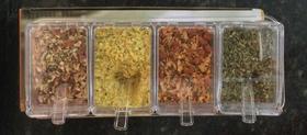 Porta tempero em acrílico, chimi churry s pimenta, Lemon pepper, tempero p feijão e orégano