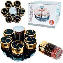 Porta Tempero Giratorio Aço Inox C/ 6 Potes de Vidro E Tampa Dosadora, Porta Condimentos Mantimentos Epeciarias Sal Luxo Porta Tempero Giratorio Aço Inox C/ 6 Potes de Vidro E Tampa Dosadora, Porta Condimentos Mantimentos Epeciarias Sal Luxo
