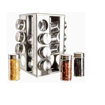 Porta Tempero Giratório Com 16 Potes De Vidro E Inox Envio Imediato Porta Tempero Giratório Com 16 Potes De Vidro E Inox Envio Imediato
