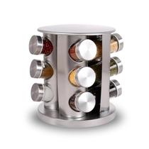 Porta Tempero Giratório Inox 12 Potes Com Suporte Giratorio