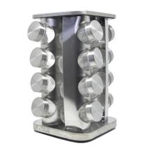 Porta Tempero Giratório Metal Cantos Arredondados 16 Pçs
