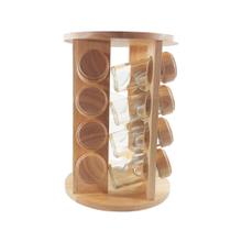 Porta Tempero Giratório redondo de Madeira c/ 16 Potes de tampa Madeira - Show House Porta Tempero Giratório redondo de Madeira c/ 16 Potes de tampa Madeira - Show House