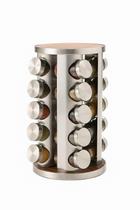 Porta Tempero Giratorio Redondo Inox 20 Potes 100 ml Madeira