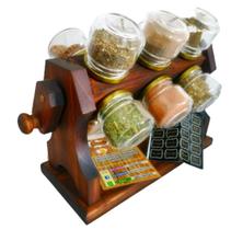 Porta Tempero Kit Base Condimentos Giratório Manivela