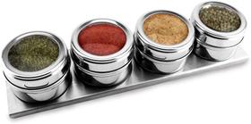 Porta Tempero Kit Com 4 Potes Porta Condimentos Temperos Magnético Em Inox