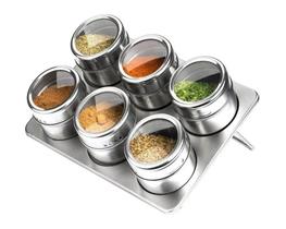 Porta Tempero Magnético em Aço Inox - 6 Potes Porta Tempero Magnético em Aço Inox - 6 Potes