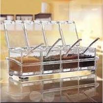 Porta Tempero Organiza 4 Potes Colher Churrasco Frango Açaí