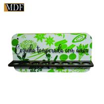 Porta Tempero para 8 Tubetes Frase Cozinha 26x13 Mdf Madeira Adesivado