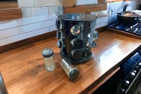 Porta Tempero Preto Cozinha Condimentos 12 Potes Marmorizado