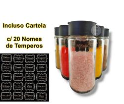 Porta Tempero Torre Giratório de Madeira 16 Vidros Porta Tempero Torre Giratório de Madeira 16 Vidros
