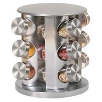 Porta Temperos 12 Potes Giratório 360 Em Aço Inox Potes De Vidro Cozinha Design Moderno