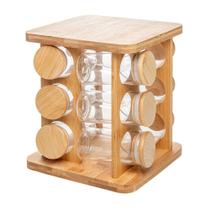 Porta Temperos 13 Peças em Vidro com Suporte Giratório de Bambu Wolff Porta Temperos 13 Peças em Vidro com Suporte Giratório de Bambu Wolff