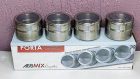 Porta Temperos 4 Peças de Inox Magnético - Abbmix