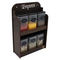 Porta Temperos 6 Potes Mesa Parede em Mdf Pintado Pote tempero Condimentos Mantimentos Original